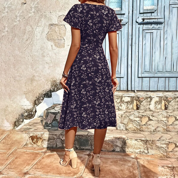 Summer Floral Print Maxi Dress Women Button Up Split Long Flowy Bohemian Beach Party Dresses – Bild 6