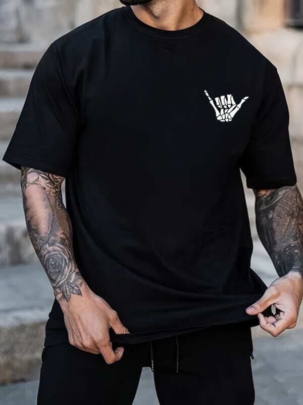 Men's T-shirt, Rock Print T-shirt, Summer Spring And Autumn Casual Short Sleeved Round Neck T-shirt, Men's Patterned T-shirt, Top As A Gift – Bild 3