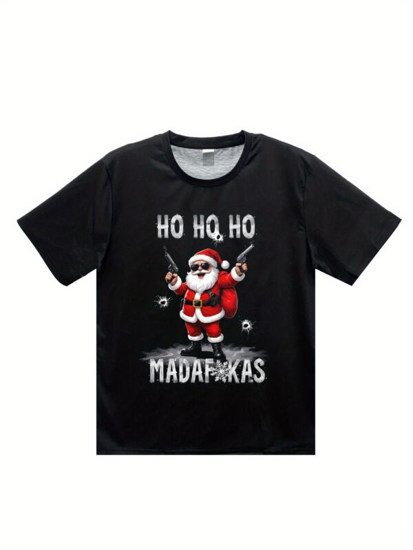 Men's Cool Santa Claus 3D Printed T-shirt - Breathable And Moisture Absorbing Casual Summer Round Neck Short Sleeve Top – Bild 3