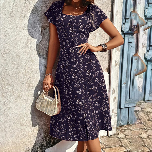 Summer Floral Print Maxi Dress Women Button Up Split Long Flowy Bohemian Beach Party Dresses – Bild 9