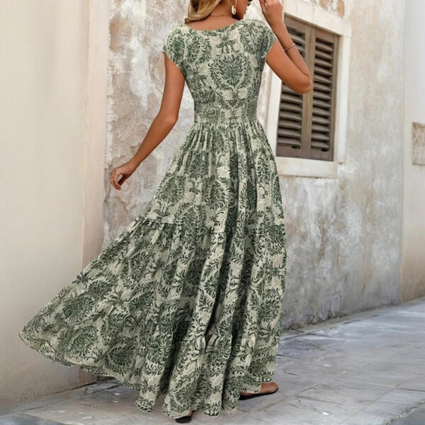 Women's Sexy V-Neck Short Sleeve Maxi Dress Summer Prints And Flowy Big Hem Beach Dresses – Bild 9
