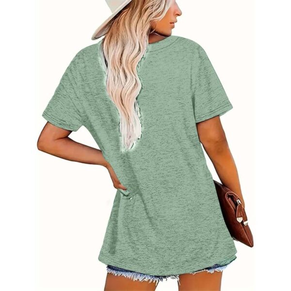 Women's Round Neck Short Sleeve T-Shirt Casual Summer With Letters & Chick Print Tee – Bild 4