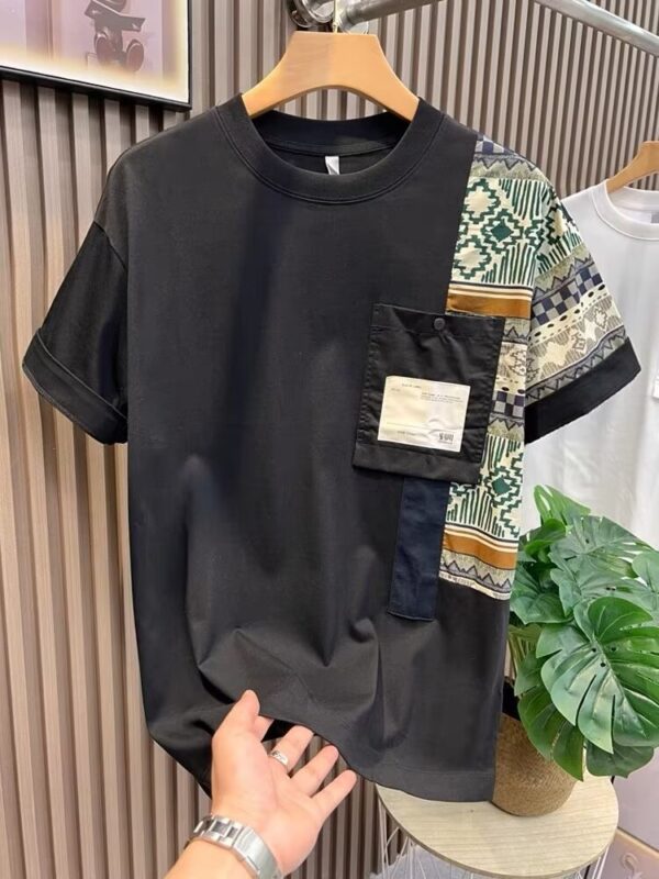 Men's T-shirt Summer New Work Clothes Style Color Matching Top – Bild 6