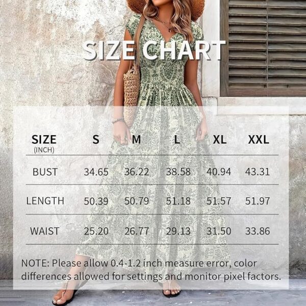 Women's Sexy V-Neck Short Sleeve Maxi Dress Summer Prints And Flowy Big Hem Beach Dresses – Bild 5