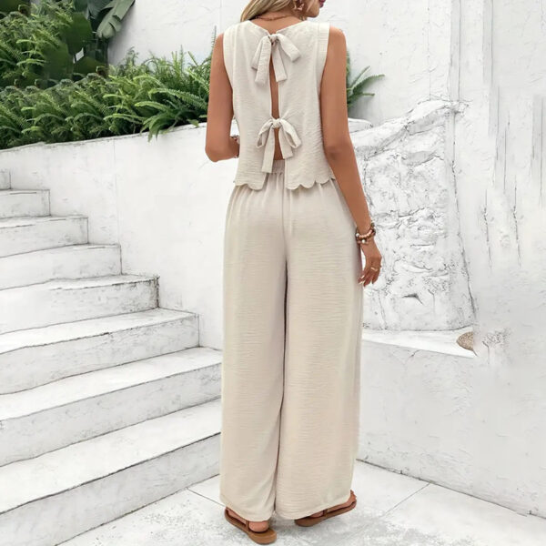 Women's Elegant 2-Piece Matching Set, Sleeveless Crop Top And Wide Leg Pants Outfits – Bild 6