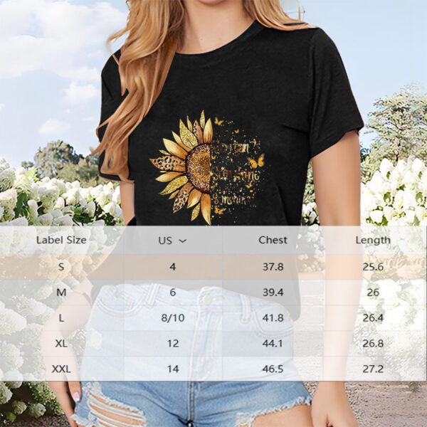 Women's Fashion Sunflower Graphic Print Short Sleeve T-Shirt Casual Summer Tops – Bild 4