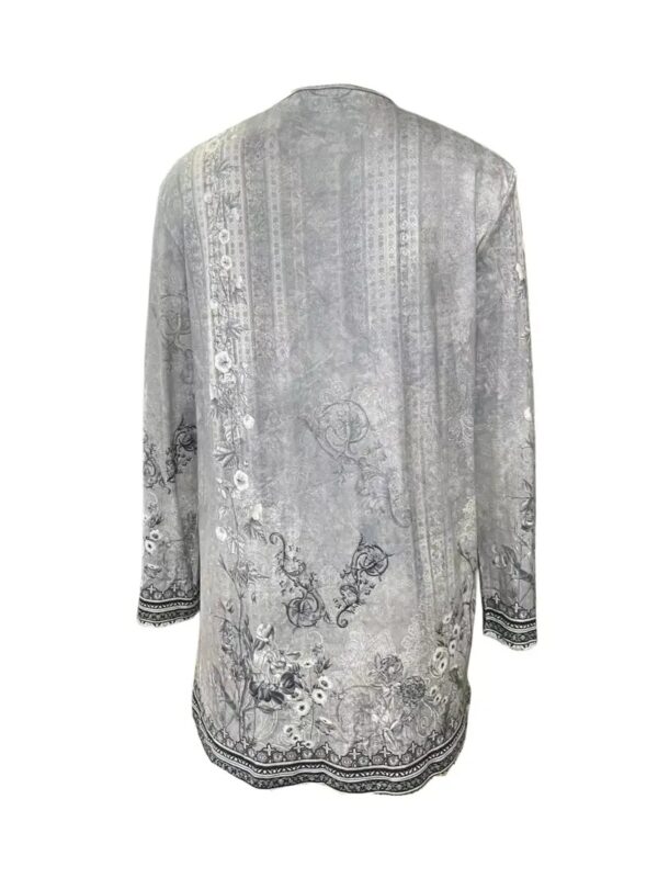 Spring And Autumn New Women's Top Printed Cardigan Casual Long Sleeve Light Jacket Gray – Bild 2