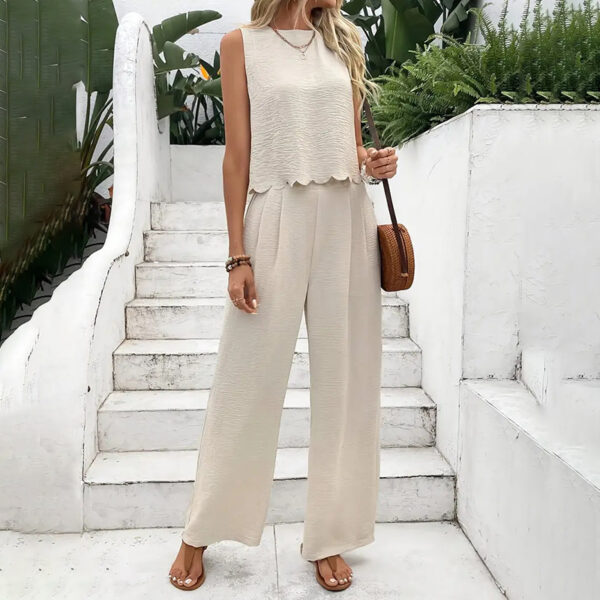 Women's Elegant 2-Piece Matching Set, Sleeveless Crop Top And Wide Leg Pants Outfits – Bild 7