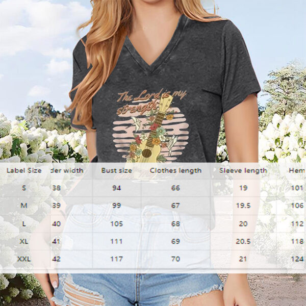 Women's Guitar & Letter Print Short Sleeve T-Shirt Casual V Neck Summer Top – Bild 2