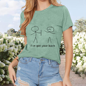 Women's Cartoon Character & Slogan Print T-Shirt Casual Short Sleeve Crew Neck Summer Top