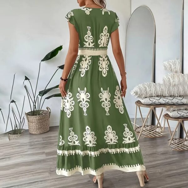 Women's Summer Flowy Maxi Dress Casual Cap Sleeve V Neck Smocked Waist Beach Sundress – Bild 6