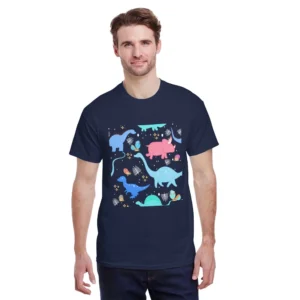 Men's Pure Cotton T-Shirt 150g Round Neck Short Sleeve With Small Animal Pattern Hot Stamping Top For Casual Wear