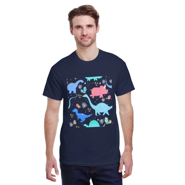 Men's Pure Cotton T-Shirt 150g Round Neck Short Sleeve With Small Animal Pattern Hot Stamping Top For Casual Wear