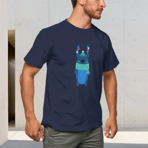 Men's Pure Cotton T-Shirt 150g Round Neck Short Sleeve Personalized Pattern Casual Top