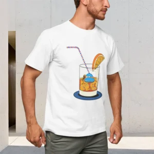 Men's Cotton T-Shirt Orange Juice Print Pattern Round Neck Short Sleeve Loose Comfortable Breathable Summer Top