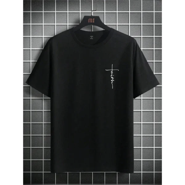 Men's Hand-Painted Letter-Printed Short-Sleeved T-Shirt Loose Comfortable Summer Top Casual Streetwear Tee – Bild 3