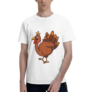 Men's Pure Cotton Round Neck Short Sleeve Shirt 150g Breathable Comfortable Embossed Turkey Pattern Top Tee
