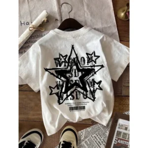 Women's Slim-Fit Star Collar Short-Sleeved T-Shirt Breathable Casual Simple Comfortable Top