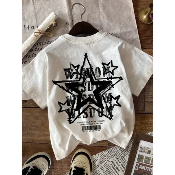 Women's Slim-Fit Star Collar Short-Sleeved T-Shirt Breathable Casual Simple Comfortable Top