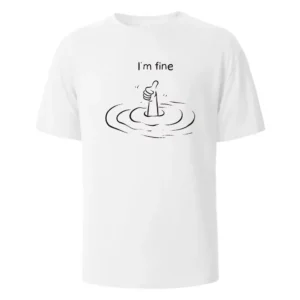 Men's Loose Comfortable Pure Cotton T-Shirt 'I'm Fine' Letter Print Short-Sleeved Casual Streetwear Top With Thumb-Up Design