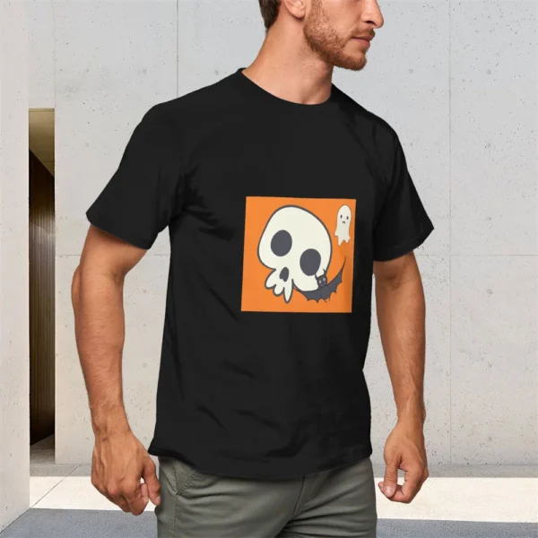 150G Men's Skull Personality Flat Print T-Shirt Short Sleeve Comfortable And Breathable Fashion Summer Top