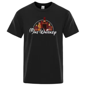 Men's Summer Short-Sleeved T-Shirt Whiskey Label Print Cotton Top Gift for Boyfriend Or Bestie Casual Loose Fit Tee