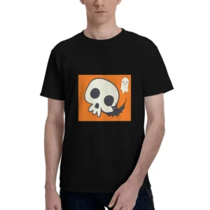 150G Men's Skull Personality Flat Print T-Shirt Short Sleeve Comfortable And Breathable Fashion Summer Top