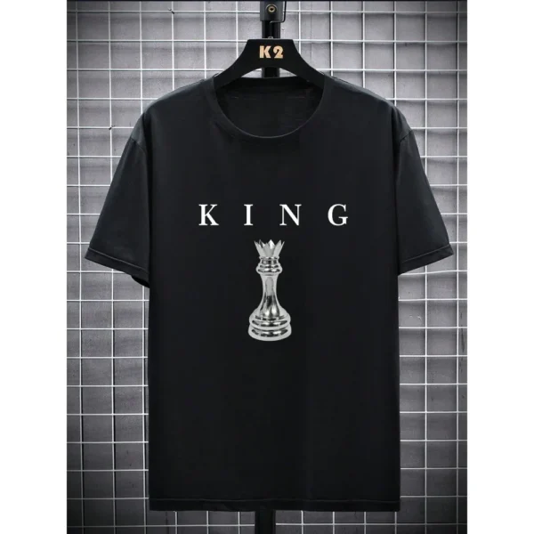 Men's Casual Short-Sleeved T-shirt Breathable Chess Letter-Printed Top – Bild 2