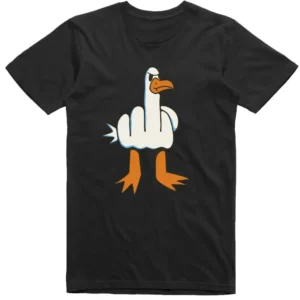 Pure Cotton T-Shirt Finger Duck Print Short-Sleeved Men's Comfortable Humorous Birthday Gift For Friends