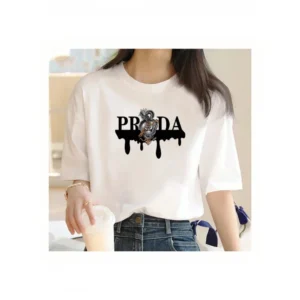 Women's Summer Fashion Dragon Tiger Pattern Printed Round Neck Short Sleeve T-Shirt Casual Top