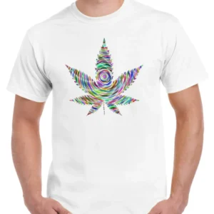 Men's Short-Sleeved T-Shirt Colorful Maple Leaf Print Trendy Cool Top For Birthday Commemoration
