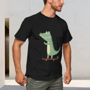 Retro Crocodile Spoof Oversize T-Shirt Trendy Brand Men Women Streetwear Funny Print Short Sleeve Top For All