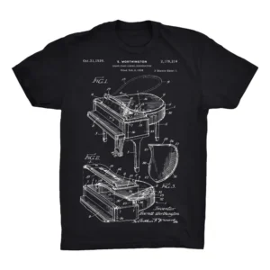 Summer Pure Cotton T-Shirt Loose Comfortable Short-Sleeved Top for Men And Women with Piano Anatomy Playful Print Design