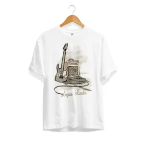 Vintage Print Cotton Summer Guitar Short-Sleeved Top Loose Comfortable Fit Men's T-Shirt For Unisex