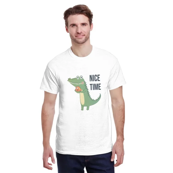 Retro Crocodile Spoof Oversize T-Shirt Trendy Brand Men Women Streetwear Funny Printed Short Sleeve Top For All