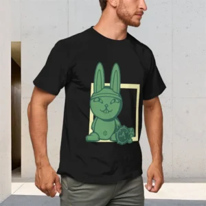 Men's Short Sleeve T-Shirt 150g Lightweight Comfortable Breathable Summer Wear Top With Cartoon Rabbit Personalized Pattern