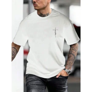 Men's Hand-Painted Letter-Printed Short-Sleeved T-Shirt Loose Comfortable Summer Top Casual Streetwear Tee