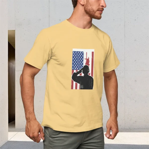 150g Men's Pure Cotton T-Shirt Round Neck Short Sleeved Breathable Comfortable Embossed Casual Top For Men – Bild 3