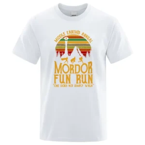 Mordor Fun Run Men's Short-Sleeved T-Shirt Sunset Scenery Pattern Loose Comfortable Top For Birthday Gift Friends