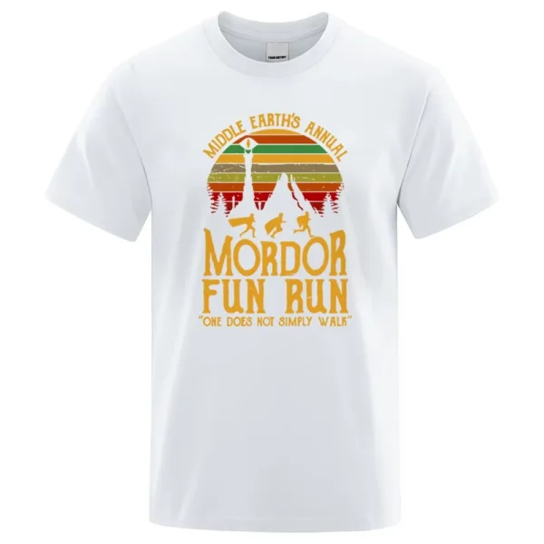 Mordor Fun Run Men's Short-Sleeved T-Shirt Sunset Scenery Pattern Loose Comfortable Top For Birthday Gift Friends