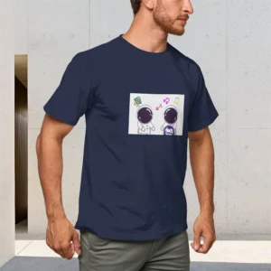Men's Pure Cotton T-Shirt 150g Round Neck Short-Sleeved Casual Top Comfortable Breathable Cartoon Astronaut Print Tee