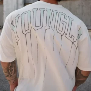 Men's Summer Pure Cotton T-Shirt 180g Short-Sleeved Loose Comfortable Fit With Letter Print For Fitness