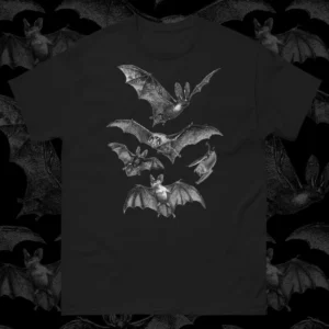 Men's Pure Cotton Short-Sleeved T-Shirt 180g Hip-Hop Fashion Top with Bat Print Unisex Casual Wear
