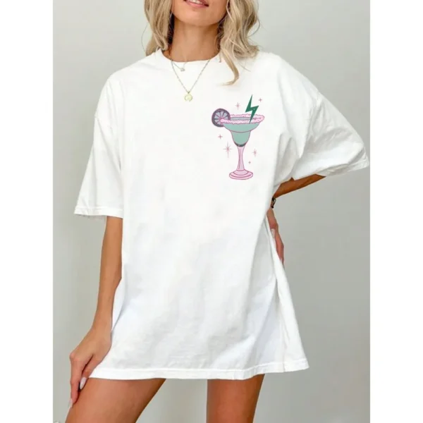 Summer Women's Loose T-shirt Comfortable Double-Sided Beach Top With TANNED And TIPS Letter Print Fashionable Casual Clothing
