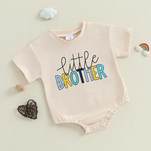 Infant Baby Romper Short Sleeve Crew Neck Letters Print Summer Bodysuit Clothes for Girls Boys – Bild 2