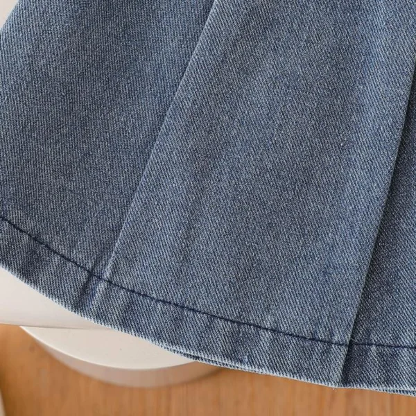 Baby Girl Summer Outfit Solid Color Ruffles Short Sleeve T-Shirt and Bow Denim Skirt Headband Set Casual Cute Clothes – Bild 5