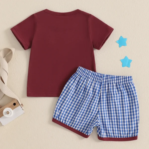 Independence Day Toddler Baby Boys Girls 4th of July Outfits Short Sleeve Embroidery T-Shirt Shorts Toddler 2 Piece Clothes Set – Bild 3