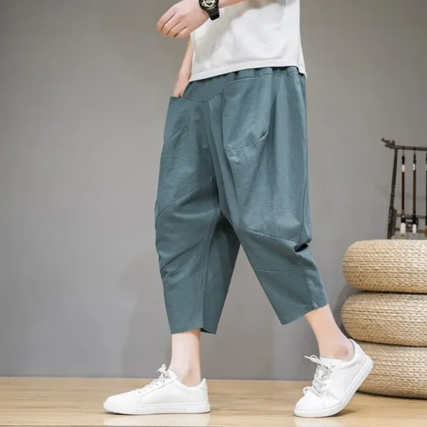 Men Chinese Style Loose Thin Wide-leg Nine-point Summer Casual Pants – Bild 4