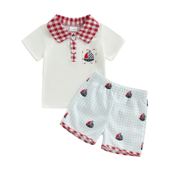 Independence Day Toddler Baby Boy 4th of July Outfits Short Sleeve Lapel Shirt + Print Shorts Set Toddler Clothes