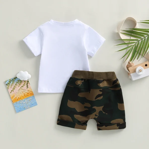 Summer Toddler Baby Boys Shorts Set Short Sleeve Letters Print T-shirt Camouflage Shorts Outfit Clothes – Bild 3